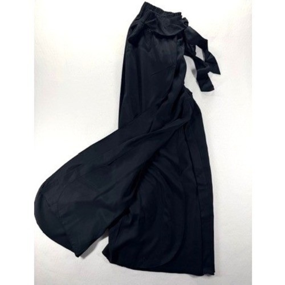 NEW TEREA Black Lyocell Wide Leg Tie Waist Palazzo Pants Size XXL